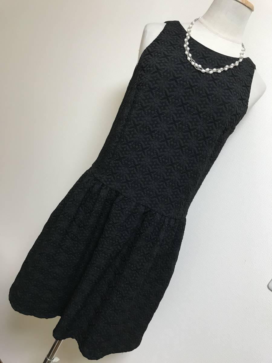 美品★コントワーデコトニエノースリーブワンピースドレス★ブラックM★6260拍卖