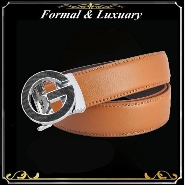 ベルト j38【ライト】折りたたみ発送 ブラウン 穴なし 無段階調整ベルト ゴルフベルト 人気 オートロック メンズ 革 ビジネス カジュアル拍卖