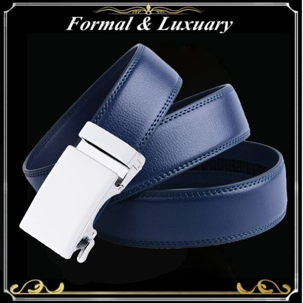 ベルト j49【紺】ネイビー 穴なし 無段階調整ベルト ゴルフベルト 人気 オートロック メンズ 革 ジーンズ ビジネス カジュアル拍卖