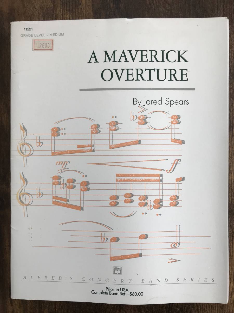 送料無料/吹奏楽楽譜/ジャレッド・スピアーズ:マーヴェリック序曲 A Maverick Overture/試聴可/絶版拍卖