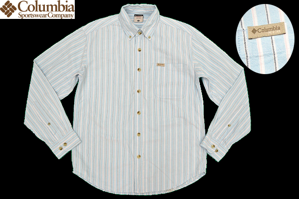 S-9167★Columbia Sportswear Company コロンビア★正規品 ライトブルー ストライプ ボタンダウン 長袖オックスフォードシャツ S拍卖