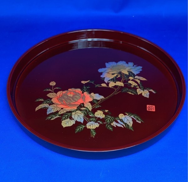 【Z-926】◆ 合成漆器 カシュー塗装 盆 5枚セット ☆未使用品拍卖