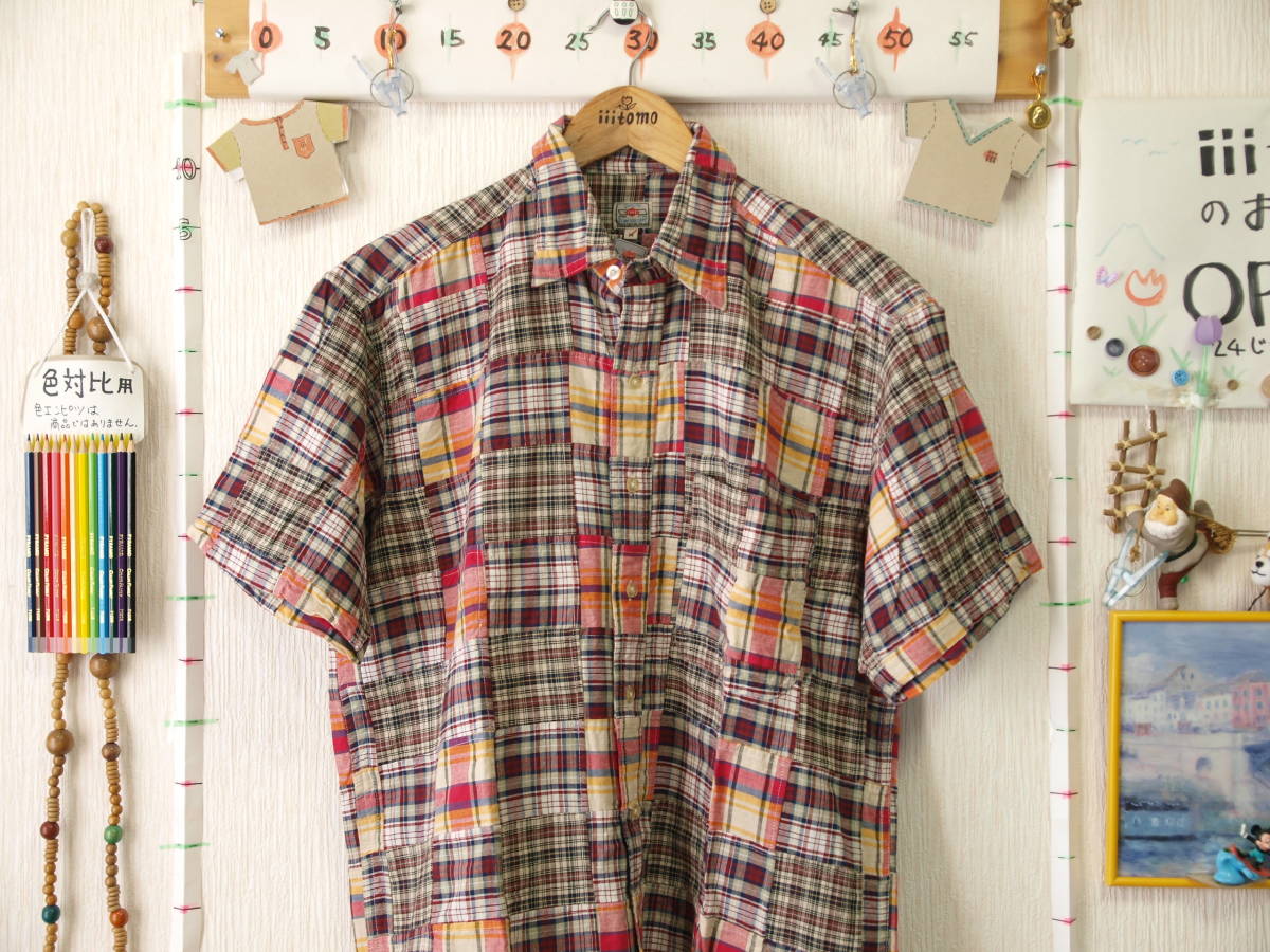 ♪服3865♪ 半袖 パッチワークシャツ TOM SHORT トムショート インド製 サイズМ ~iiitomo~拍卖
