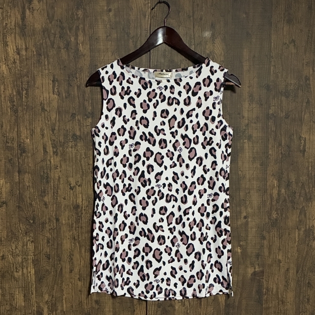 A418◇Makana na Kathy | マカナナキャシー ノースリーブトップス ライトピンクベージュ×ブラック レディース 0サイズ 中古品拍卖