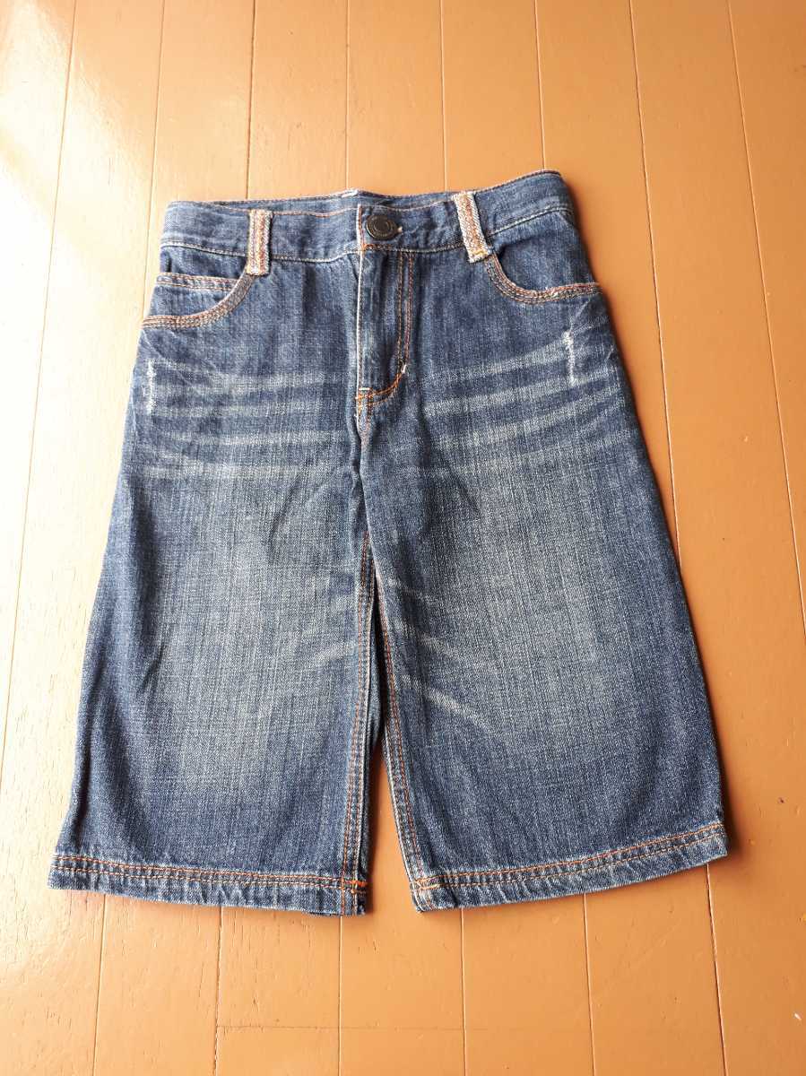 ♪ サイズ150 ★ ダメージ加工あり 幅広ハーフパンツ (濃)(130・140あり)拍卖