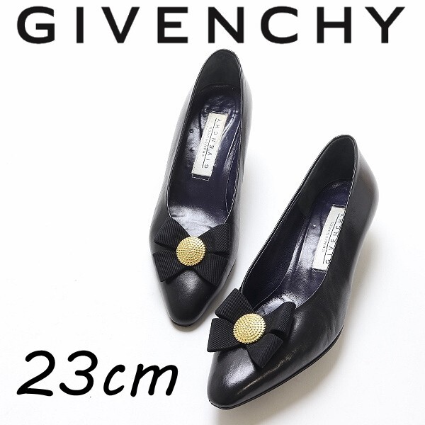 ◆GIVENCHY ジバンシィ レザー リボン ローヒール パンプス 黒 ブラック 36拍卖