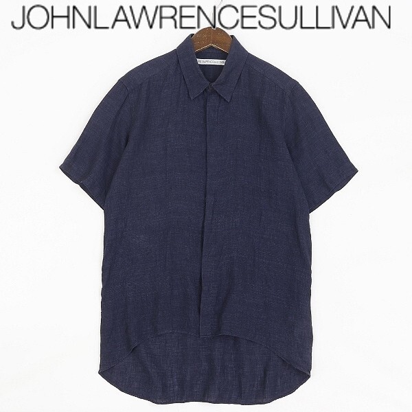◆JOHN LAWRENCE SULLIVAN ジョン ローレンス サリバン リネン100% 半袖 シャツ インディゴ 38拍卖