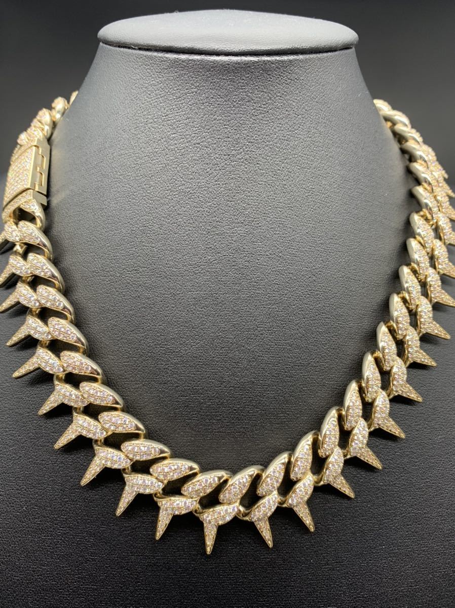 ゴールド 超トゲトゲ!イガイガ! パンク チェーン ブリンブリン ネックレス拍卖