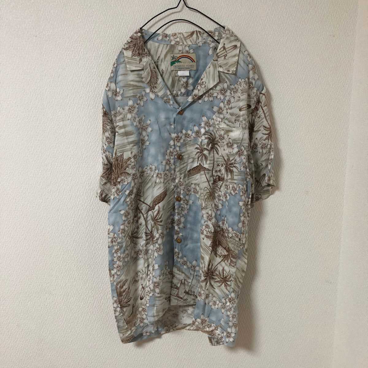 PARADISE FOUND パラダイスファウンド アロハシャツ 花柄 ハイビスカス レーヨン USA製拍卖