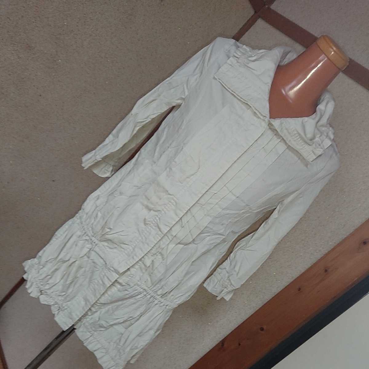 COCO DEAL コットン100% オフホワイト 7分袖 シャツワンピ チュニック ジャケット サイズ/1 ボタン1つ紛失 海やプールの羽織りにも最適♪拍卖