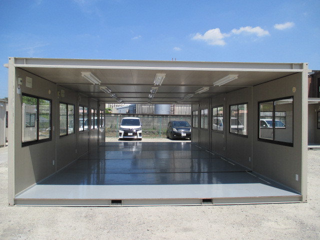 【関東~九州】スーパーハウス 車庫 コンテナ ガレージ 物置 ユニットハウス 20坪 中古 仮設ハウス プレハブ 倉庫 40畳 休憩所 作業場 農業拍卖