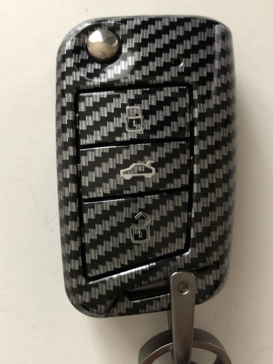フォルクスワーゲン VW ビートル ゴルフ ポロ パサート アルテオン ティグアン トゥアレグ カーボン調ケース 牛革スウェードキーホルダー b拍卖