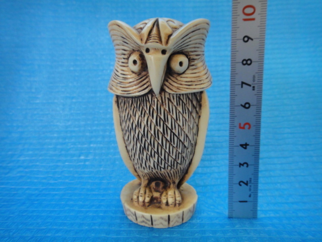 ★ 梟 ハワイ製 彫刻 古い物です オブジェ 置物 サイズ高さ約9.5cm ふくろう フクロウ ★拍卖