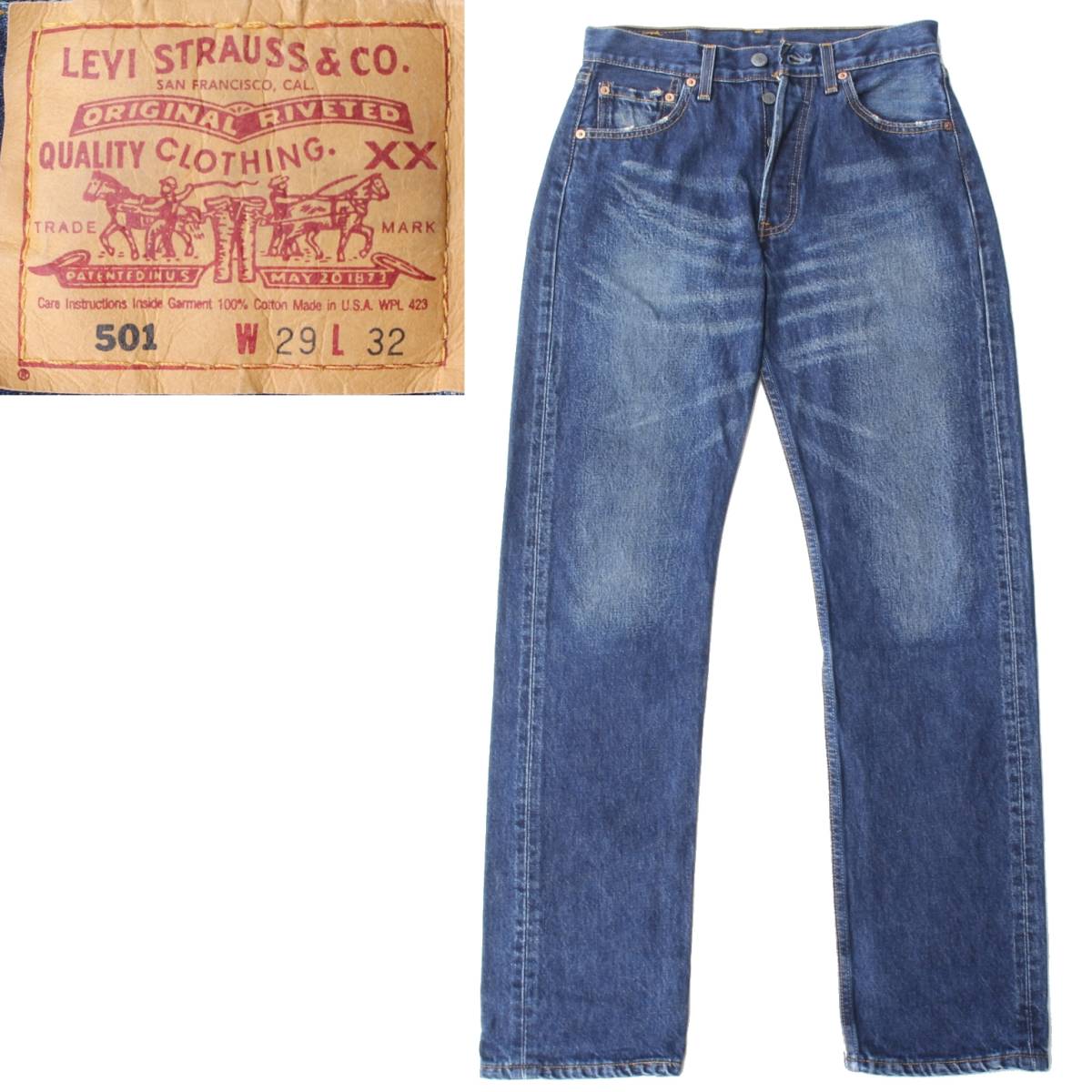 (02201)MADE IN USA 美品LEVISリーバイス501レギュラー ジーンズW29 (アメリカ米国製オリジナル年製オールド(501XX ユーズド加工)拍卖