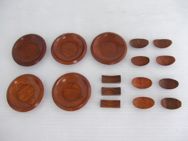 【お買得!】★木製食卓小物いろいろセット★小皿×5 楕円形箸置き×8 角型箸置き×3拍卖