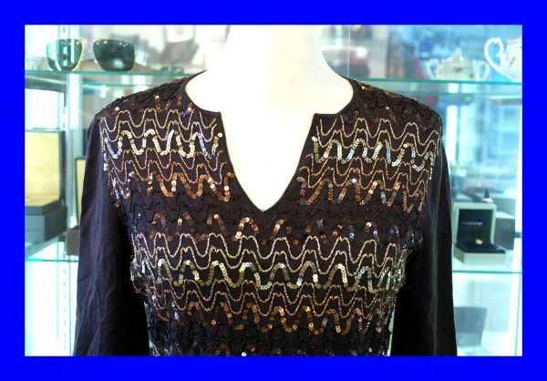 ○美品 エポカ EPOCA スパンコール 長袖カットソー 40 J0221拍卖