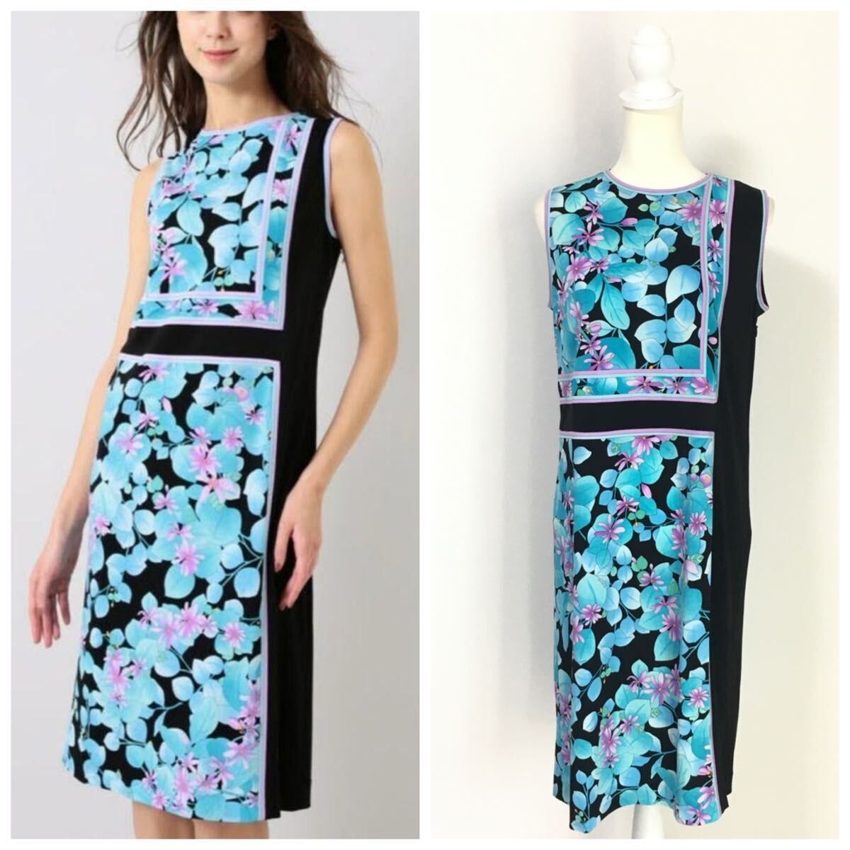 近年美品 LEONARD レオナール カンカン ストレッチ ワンピース 42 送料無料拍卖