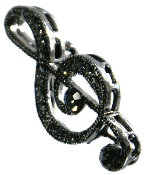 音符ブローチ・ト音記号 ブラック拍卖