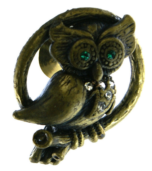 ふくろうブローチ アンティーク調拍卖