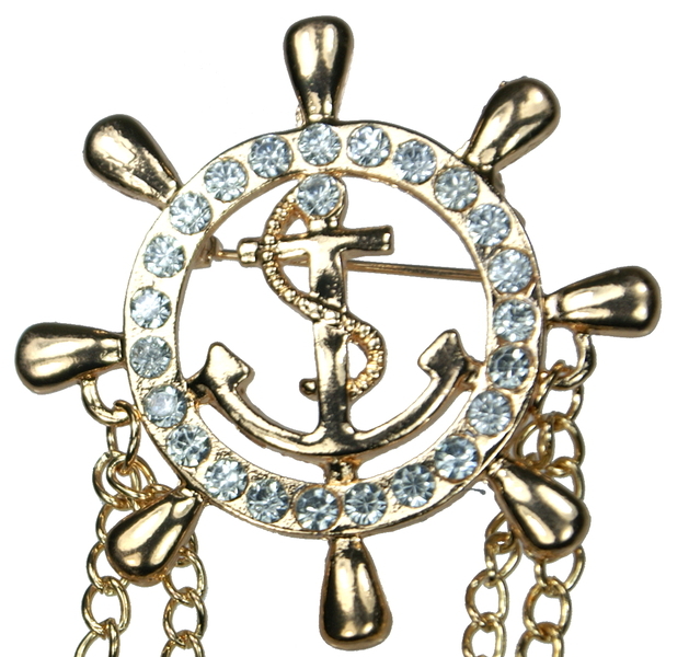 ラダー 舵 マリーン チェーン 付き ビッグ ブローチ ゴールド拍卖