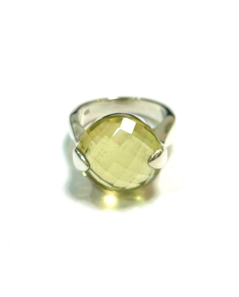 シトリンリング シルバー925 SILVER 指輪 カラーストーン拍卖