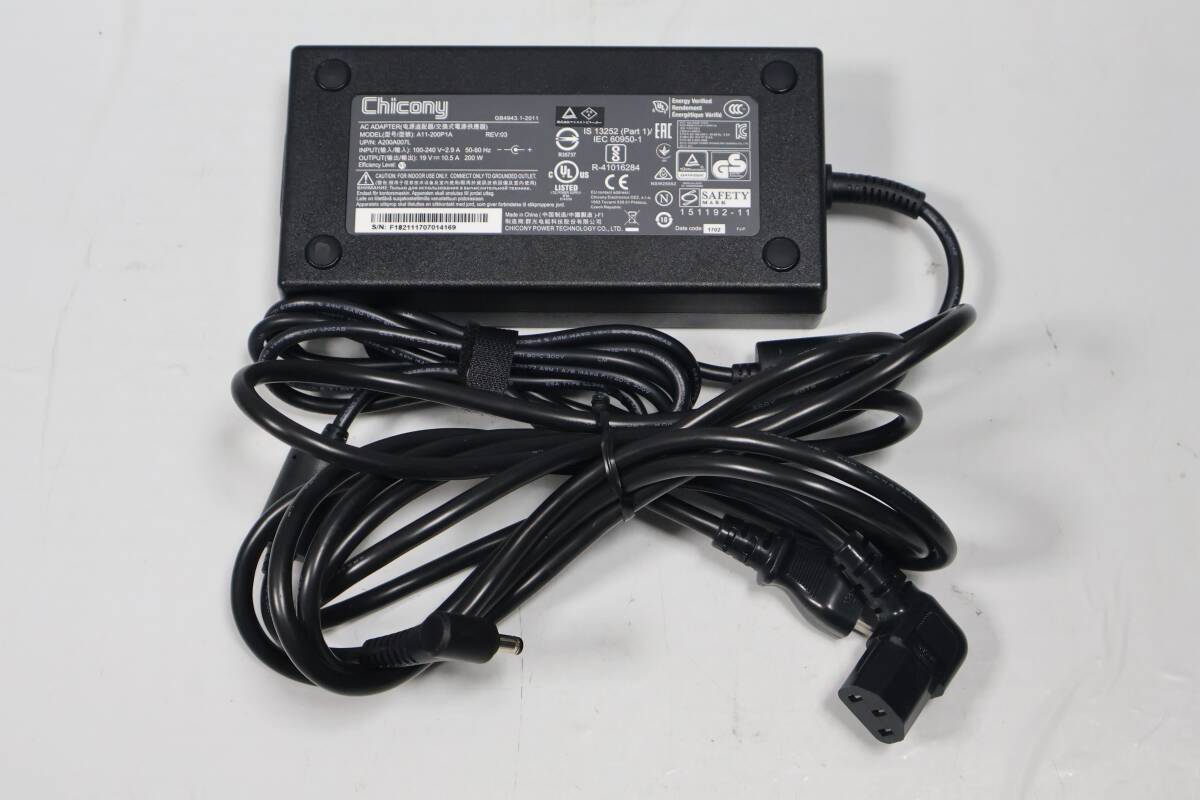 G4565(+1) Y CHICONY 製 マウスコンピュータ用 200W ACアダプタ A11-200P1A 19V-10.5A【動作確認済】拍卖