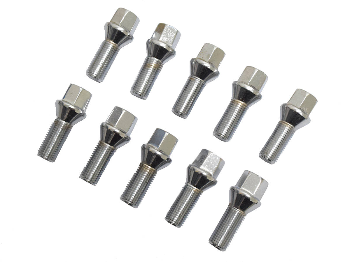 ボルト テーパー M14 P1.5 首下28mm メッキ クローム加工 10本 セット BMW 輸入車 等 国内発送 即納 ナット ホイール 足回り 部品 パーツ拍卖