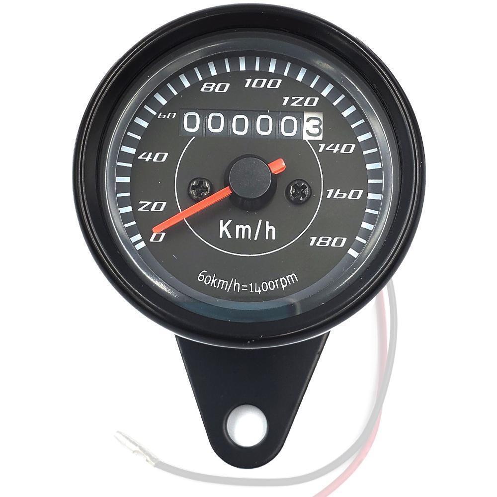M62 スピードメーター バイク用 メーター 黒色 最大速度表示180/h 走行距離計12V オドメーター拍卖