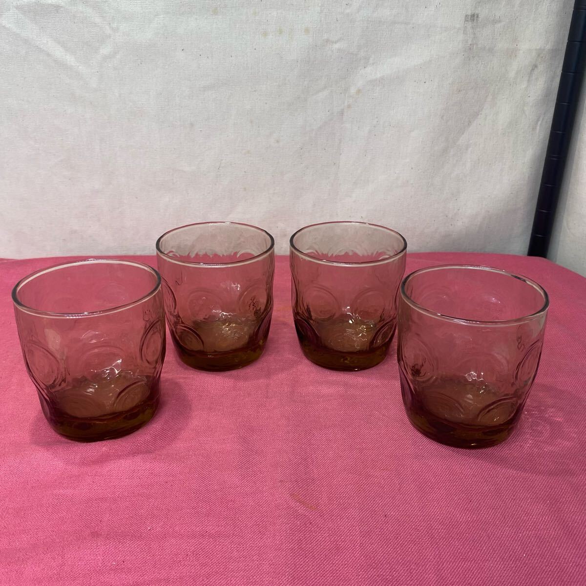 昭和レトロ ロックグラス 薄いブラウン グラス アンティーク レトロ グラス コップ セット とーわひ070405拍卖