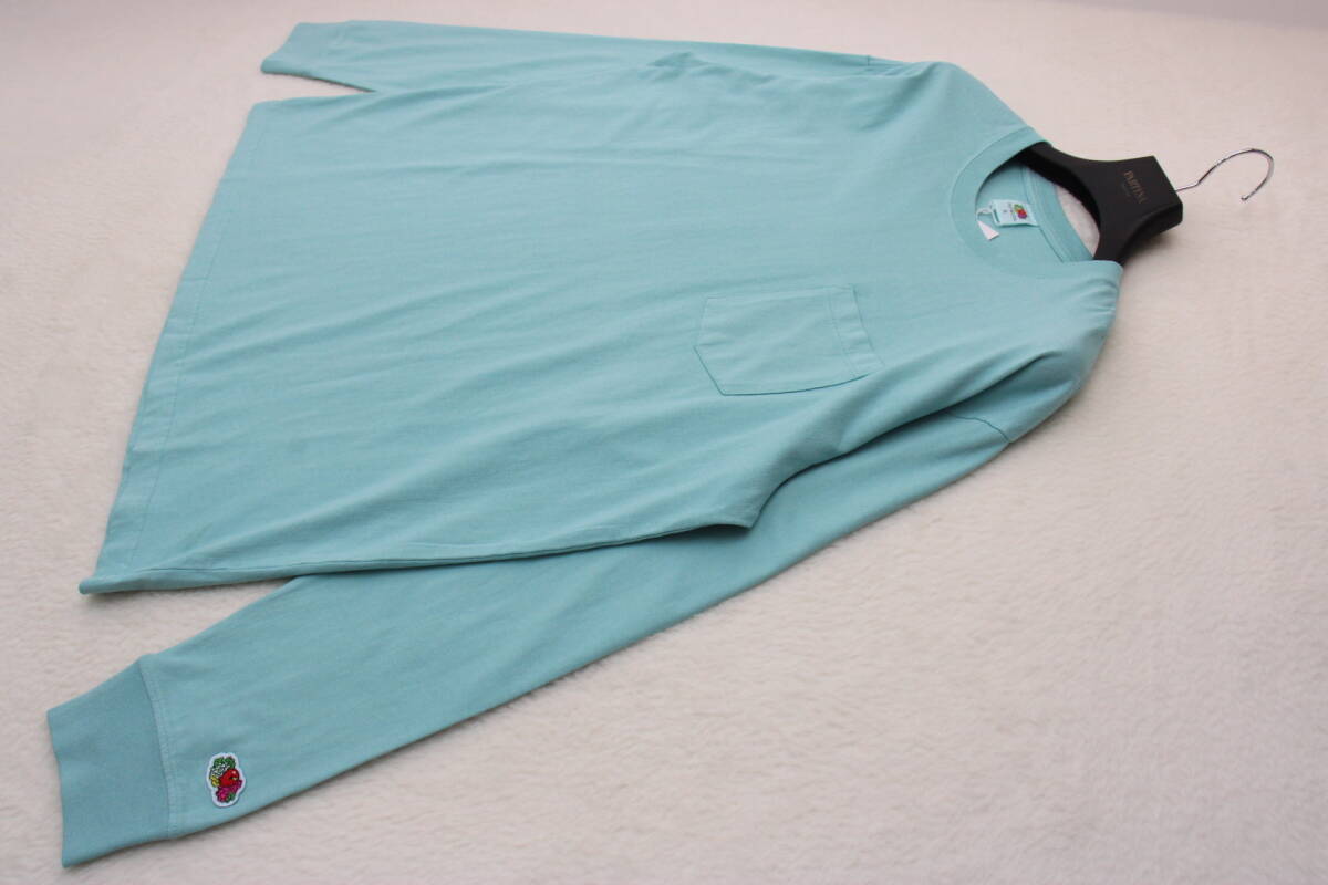 2382 FRUIT OF THE ROOM 新品 メンズ ロゴアップリケ付き長袖Tシャツ ミントXL 秋新作 タグ付拍卖