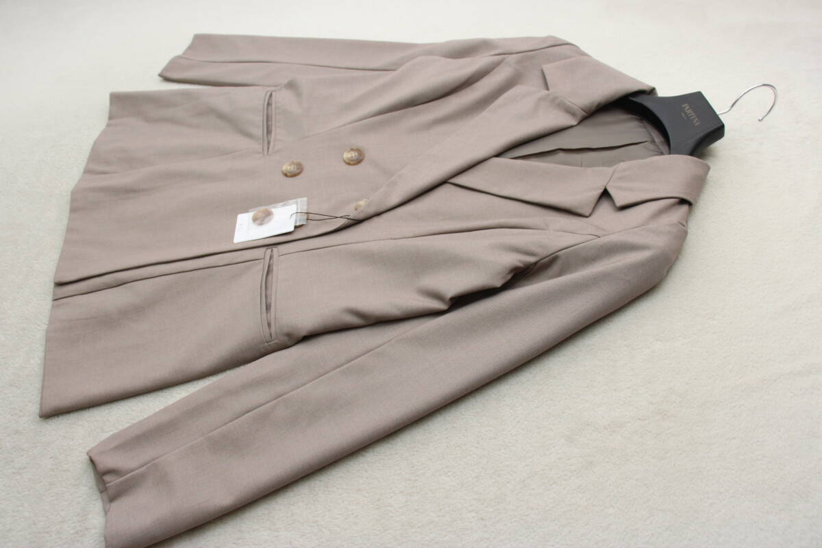 3-1423 新品 ダブルブレストジャケット モカFサイズ 定価¥12,000+税拍卖