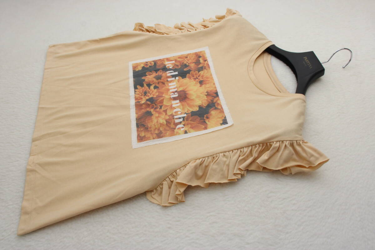 2677 新品 フリル袖プリントTシャツ拍卖
