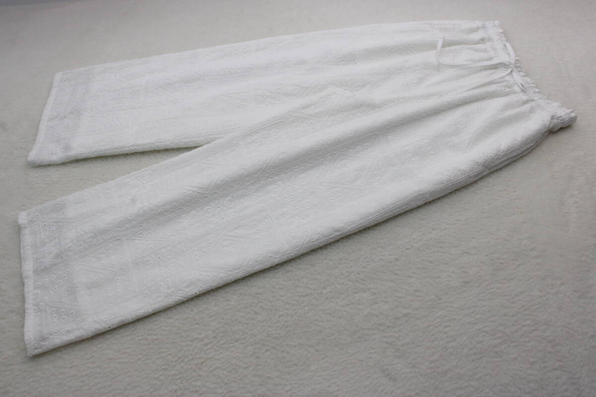 2031 新品 ウエストゴムトーションレースパンツ ホワイトFサイズ 定価¥12,000+税拍卖