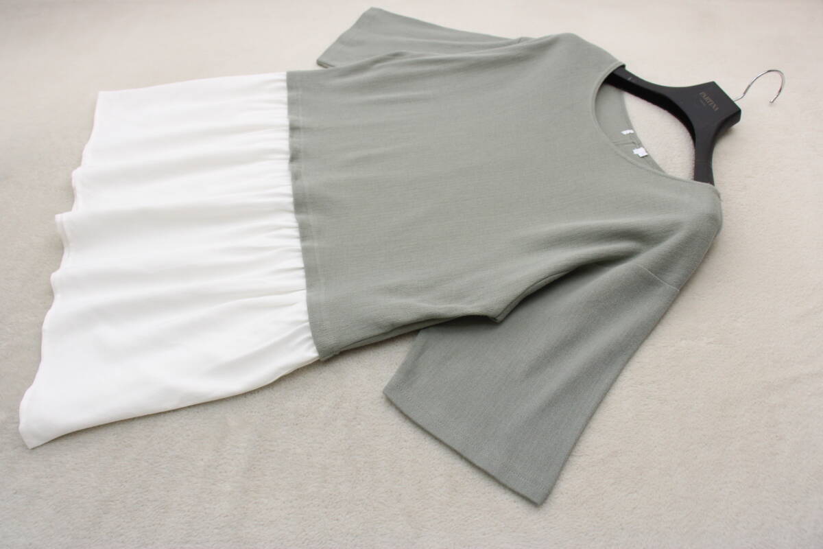 4-124 新品 ドッキングチュニックカットソー カーキFサイズ拍卖