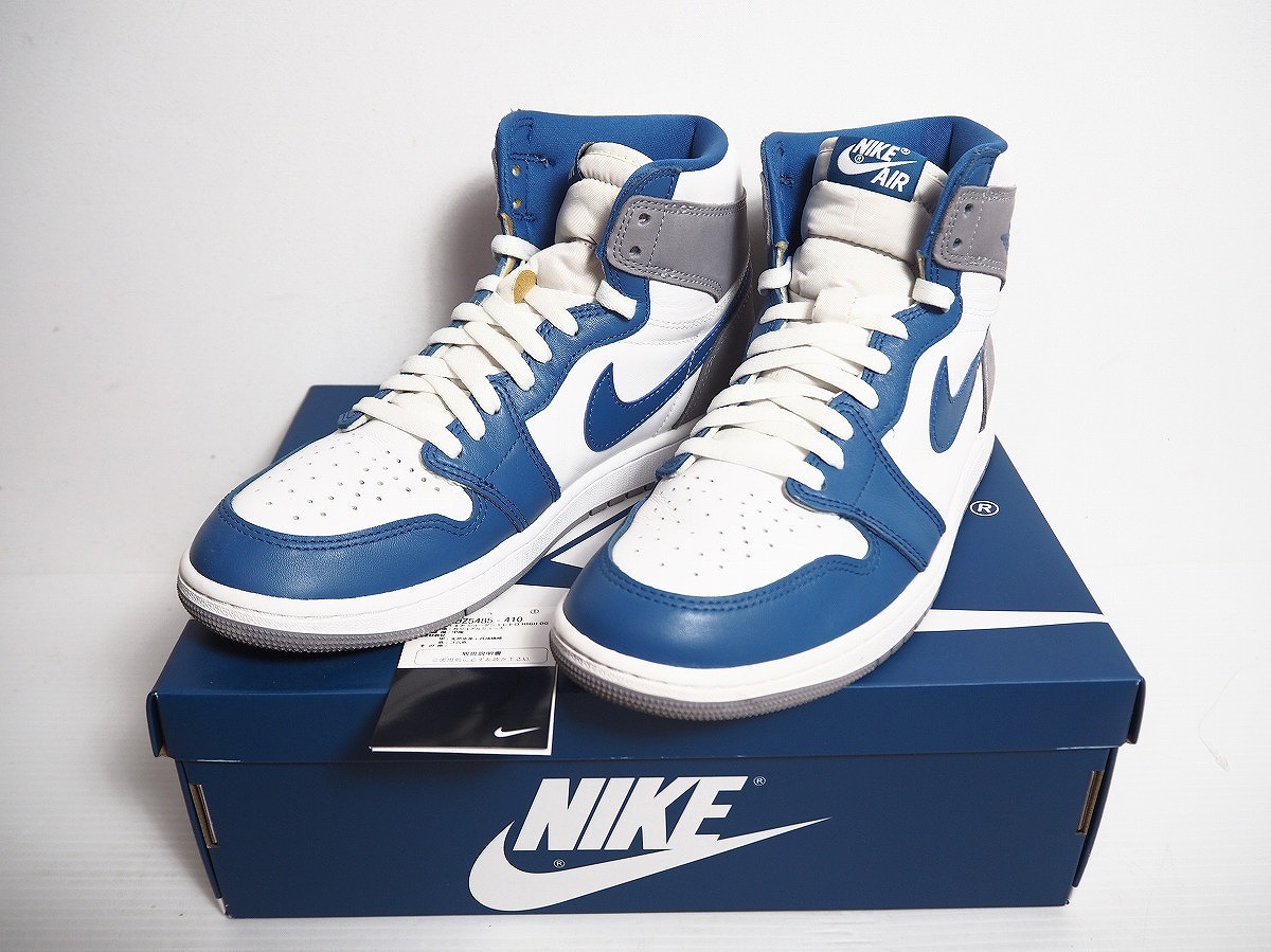 美品 国内正規 2023年 NIKE ナイキ AIR JORDAN1 RETRO HIGH OG TRUE BLUE DZ5485-410 エアジョーダン スニーカー 9.5 本物 青 712P▲拍卖