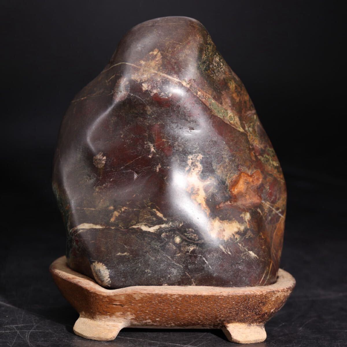 時代 鑑賞石 台座付 / 石工芸 置物 煎茶飾 検索: 菊花石 菊紋石 根尾谷 岐阜 .G1926拍卖