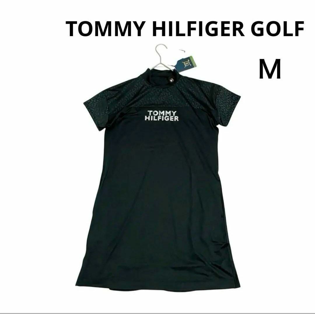 新品★ トミーヒルフィガーゴルフ M 半袖モックネックワンピース ブラック TOMMY HILFIGER GOLF拍卖