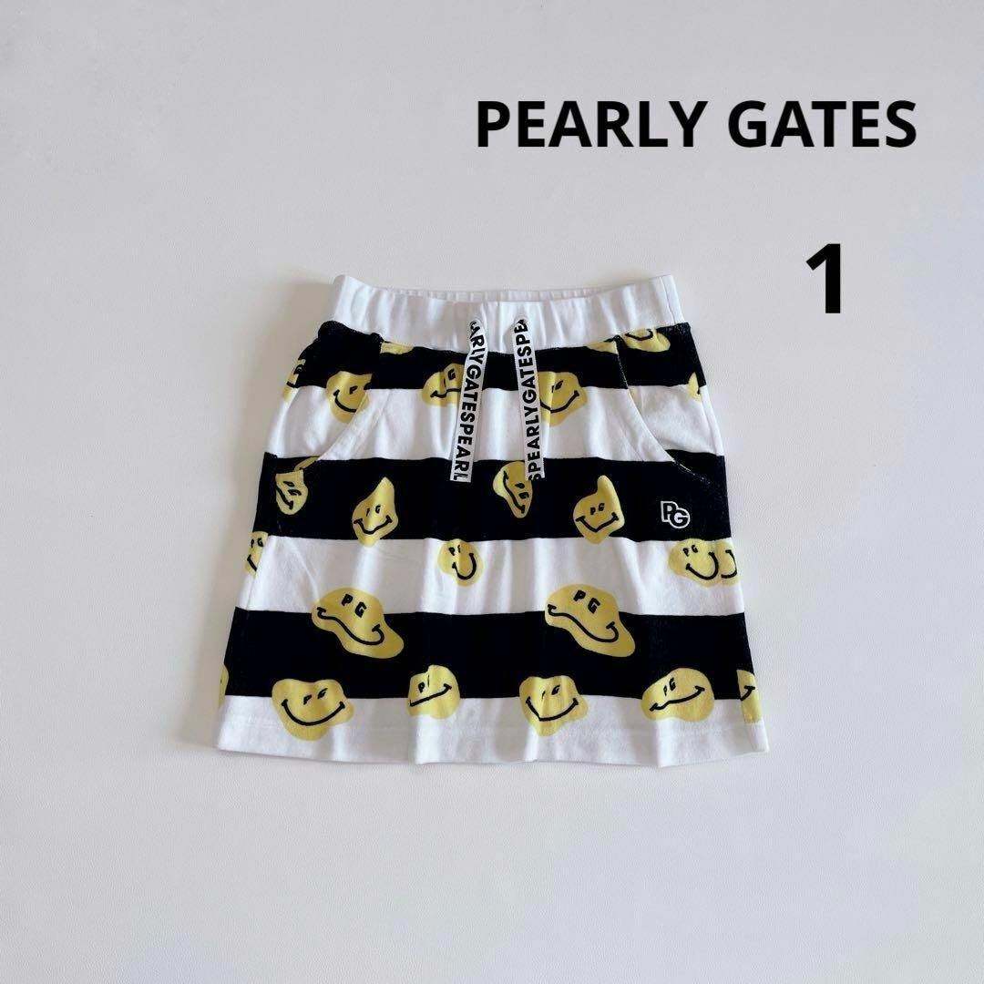 パーリーゲイツ ゴルフ スカート 1/M パイル地 ニコちゃん 総柄拍卖