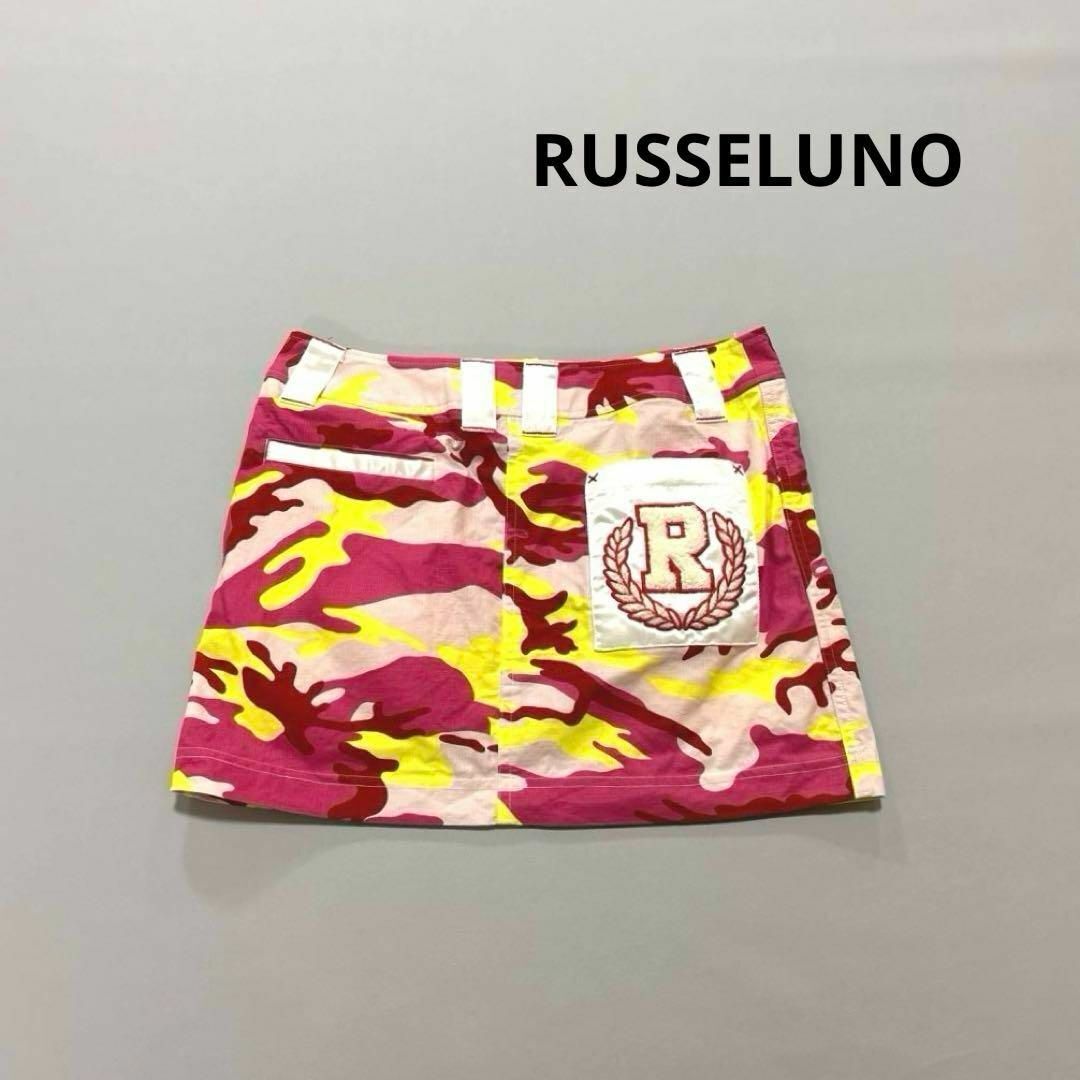 ラッセルノ S スカート ゴルフ カモフラ 迷彩 レッド イエロー 春夏 RUSSELUNO拍卖