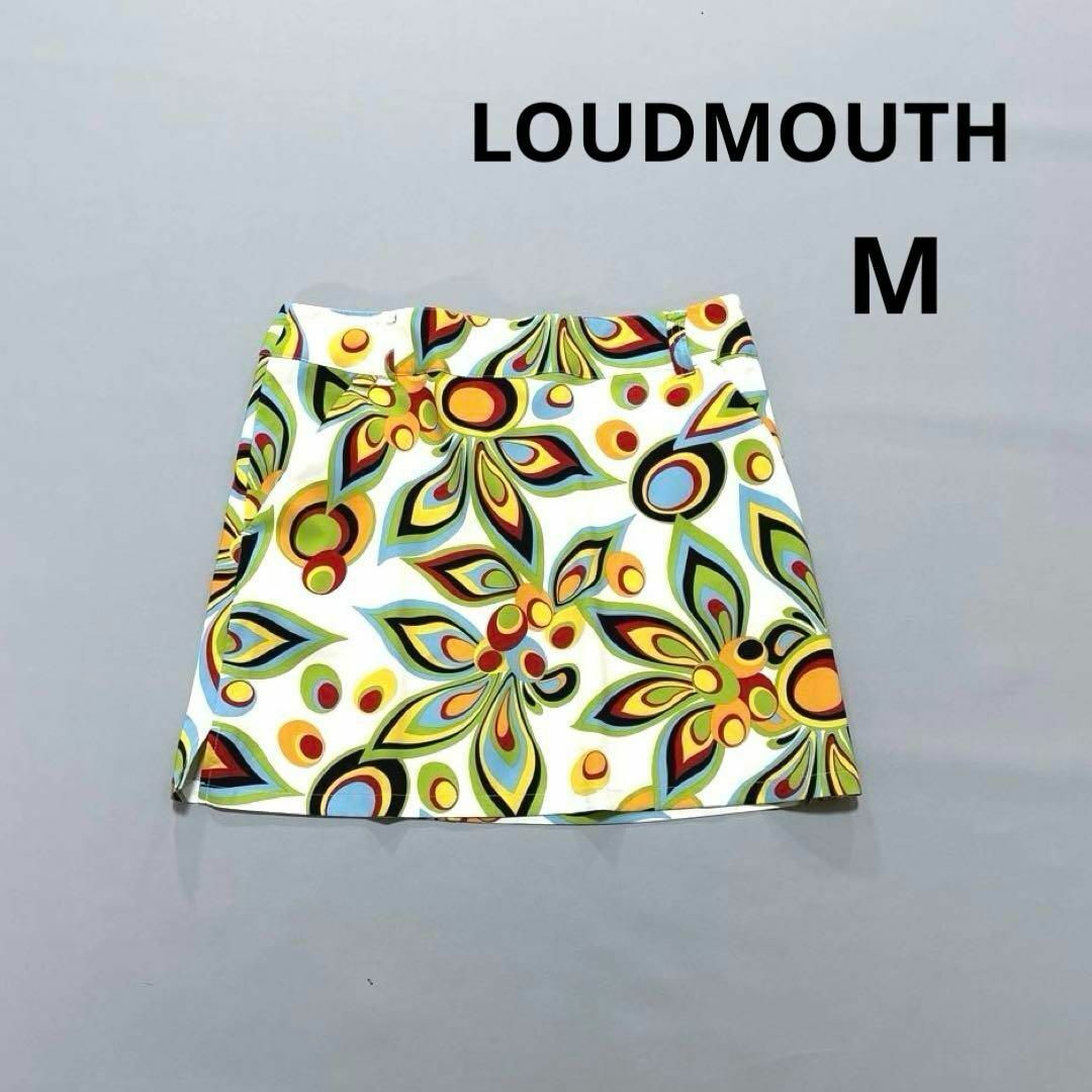 ラウドマウスゴルフ スカート M 総柄 ジャカデリック ホワイト グリーン LOUDMOUTH拍卖