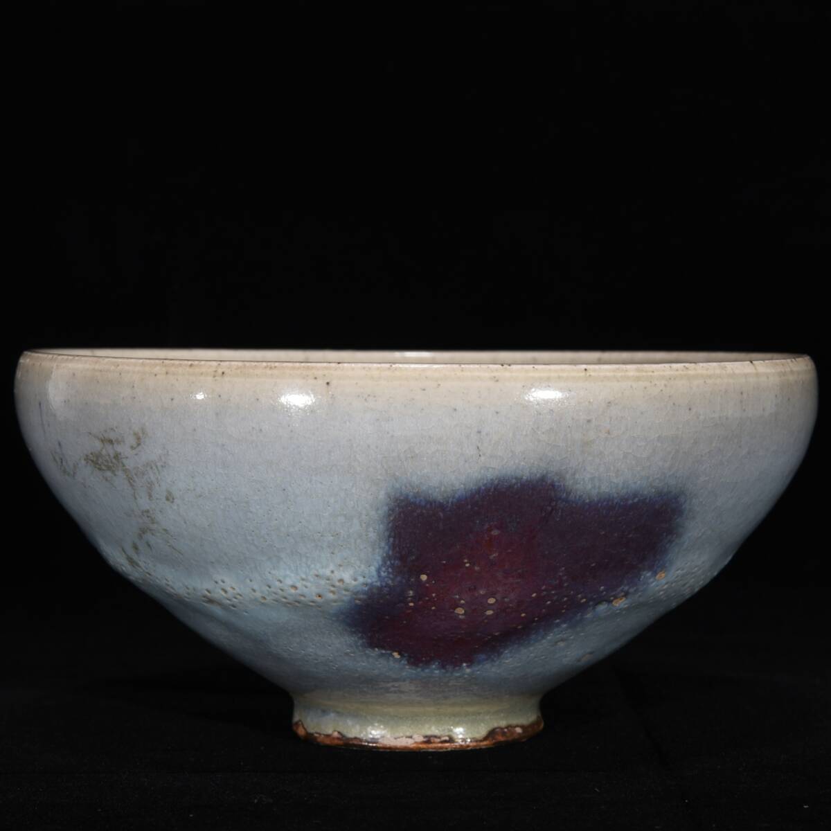 旧蔵 宋 鈞窯 複燒月白釉 鷄心碗 陶芸 古陶磁器 中国磁器 極細工 中国古玩 骨董品 古美味 207拍卖