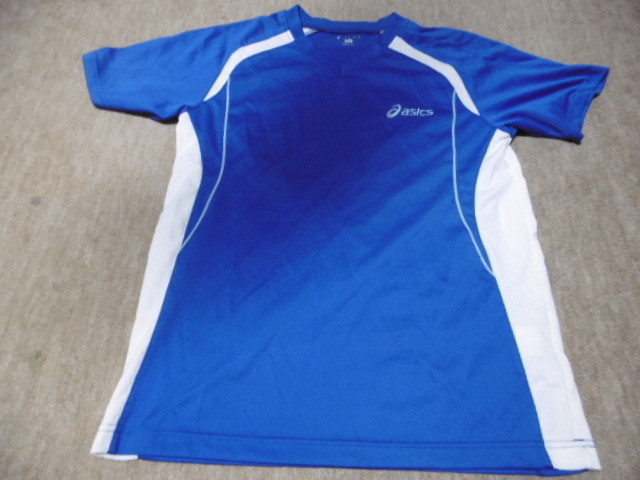 ★アシックス★半袖ウエア ホワイト&ブルー サイズ:160cm拍卖