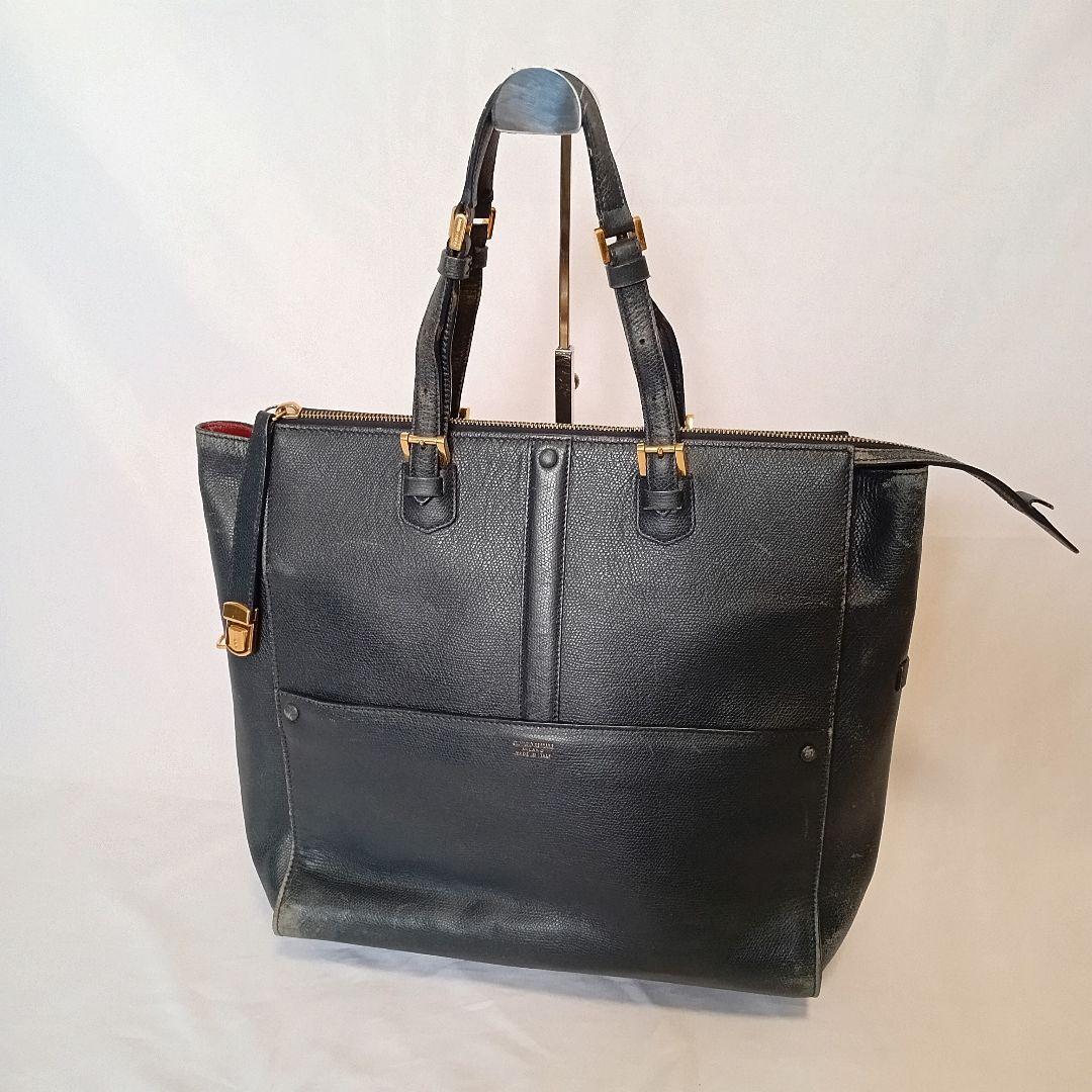 GIORGIOARMANI ジョルジオアルマーニ トートバッグ ネイビー×レッド 送料無料 正規品 鑑定済み 人気ブランド 限定セール拍卖