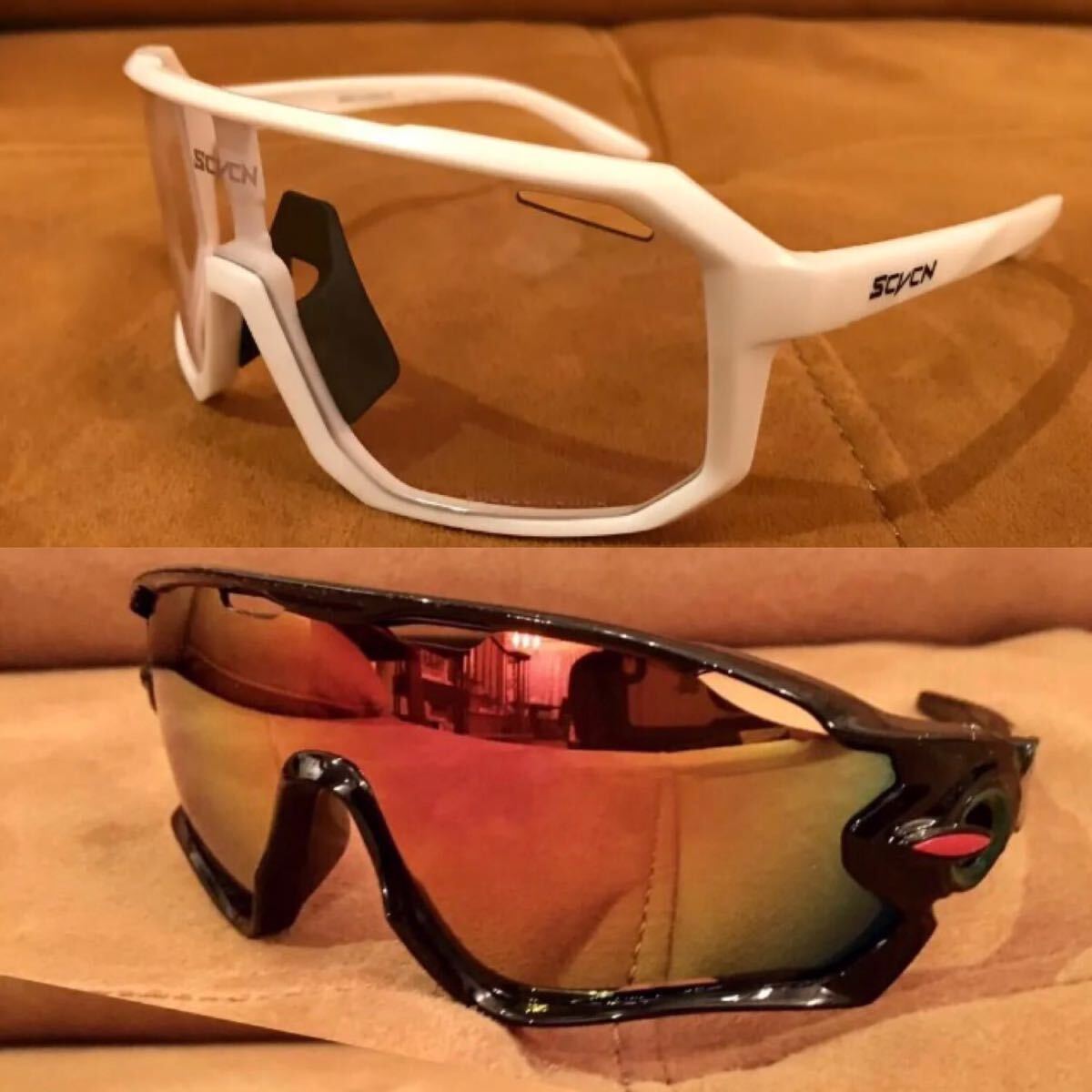 【新品】お得な2本セット 調光フォトクロミックレンズ スポーツサングラス ミラレンズサングラス アイウェア拍卖