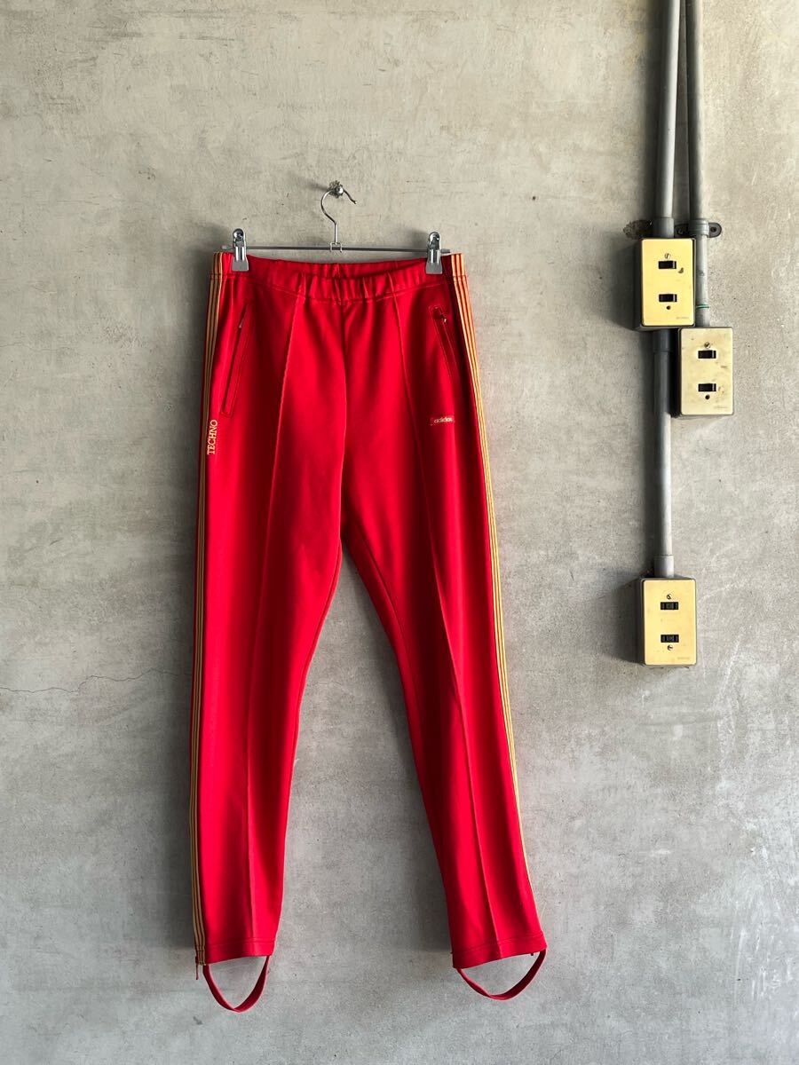 70s 70年代 西ドイツ製 ビンテージ adidas TECHNOアディダス テクノ レッド 赤 トラックパンツ ジャージ BIOFIX デサント Germany タグ 旧拍卖