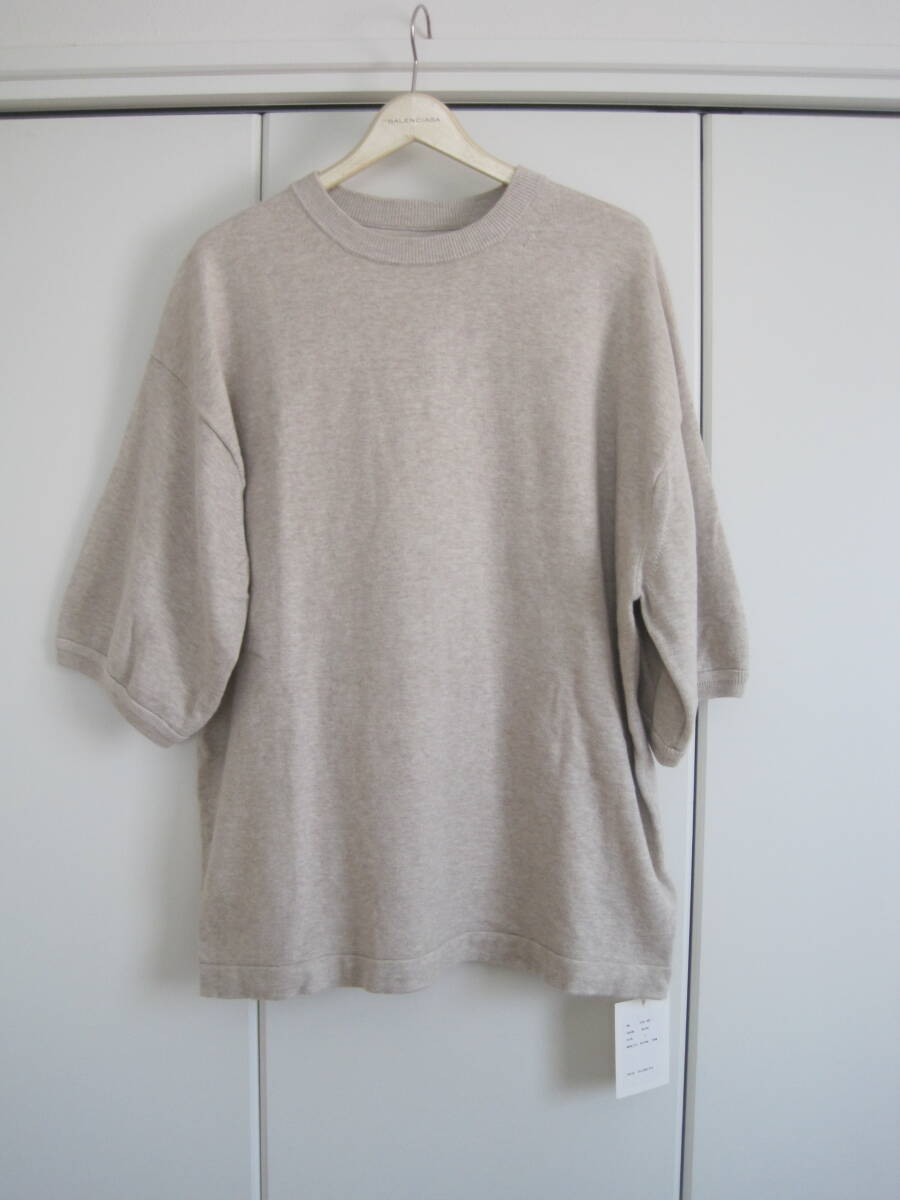 定価12,000円 cpepuscule クレプスキュール ビックシルエット ドロップショルダー コットンニット半袖カットソー 1 タグ付き拍卖