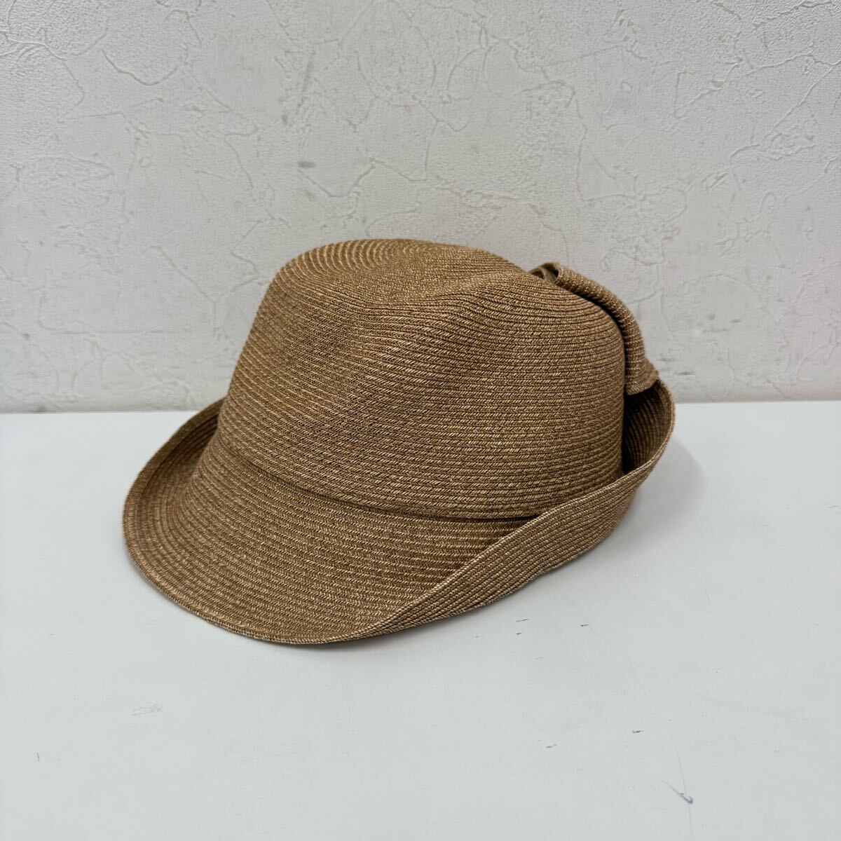 (31)SOUSOU 麦わら帽子 ストローハット ソウソウ レディース 帽子 ハット 胡桃色 ベージュ 中折れハット 日本製 ストロー 中折れ拍卖