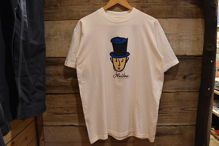 グッドプリント◎USA製90sビンテージCRONIESタグJohn Van Hamersveldジョン・バン・ハメルスフェルトアートTシャツMホワイト白 t814拍卖