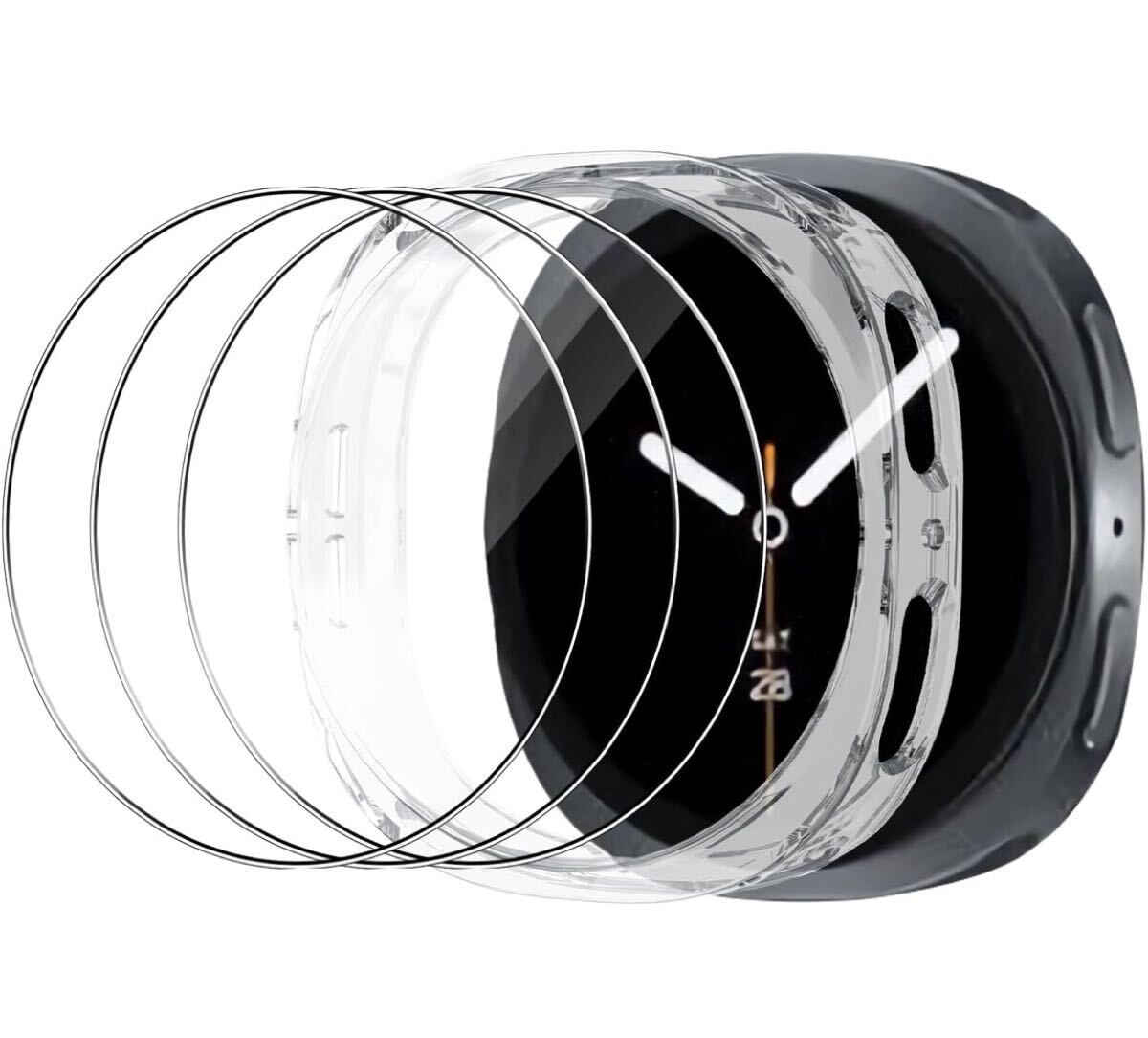 1+3枚セッ】For Galaxy Watch 8 44mm ケース(1枚)+ガラスフィルム(3枚) Mosasa 防水防塵 保護ケース 保護フィルム 強化ガラス 拍卖