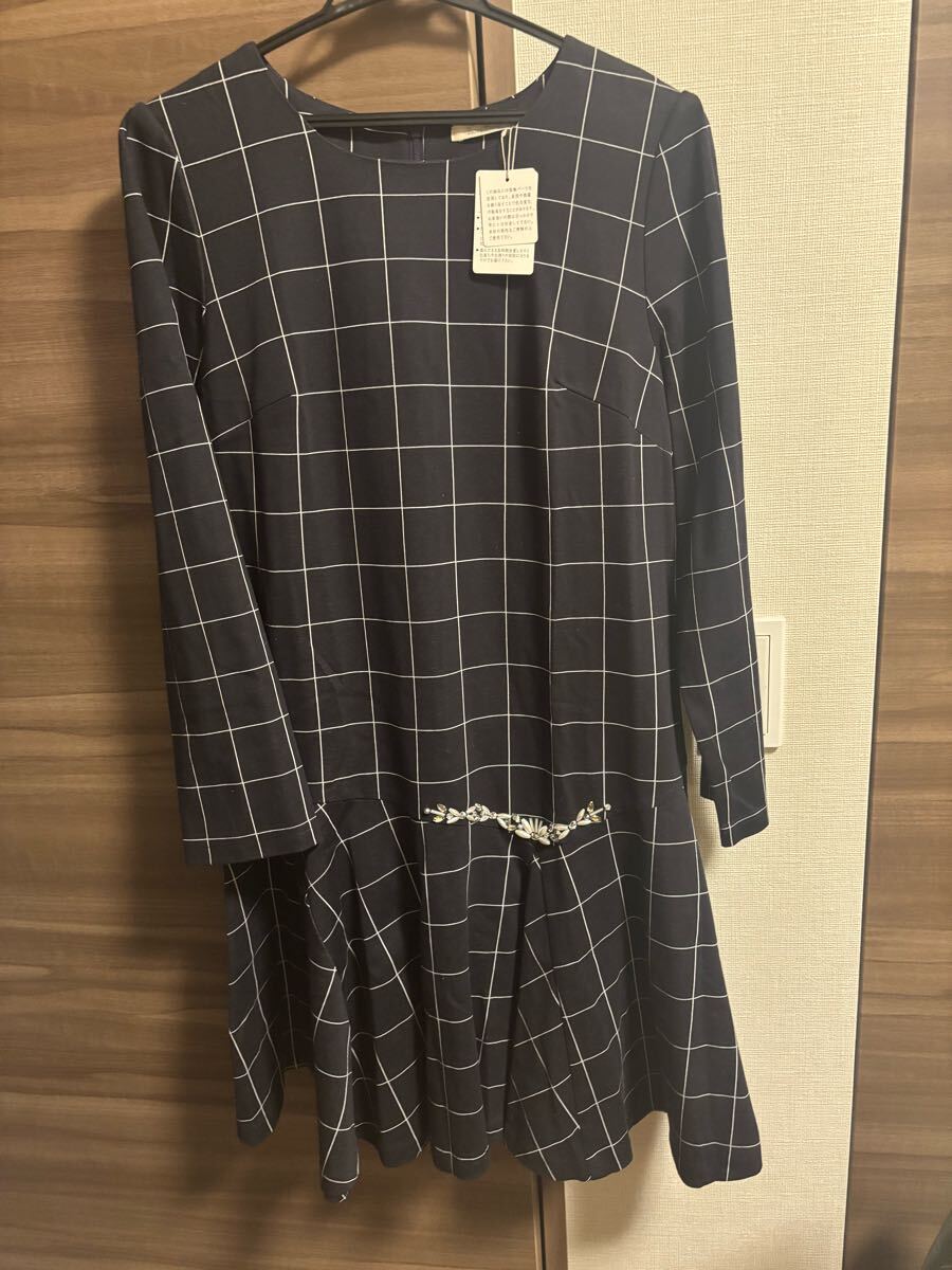 新品未使用タグ付きローズティアラ 42サイズ 大きい 上品 ビジューきれい チュニック ワンピース 即決あり拍卖